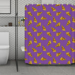 Purple Pizza Pattern Print Polyester Shower Curtain