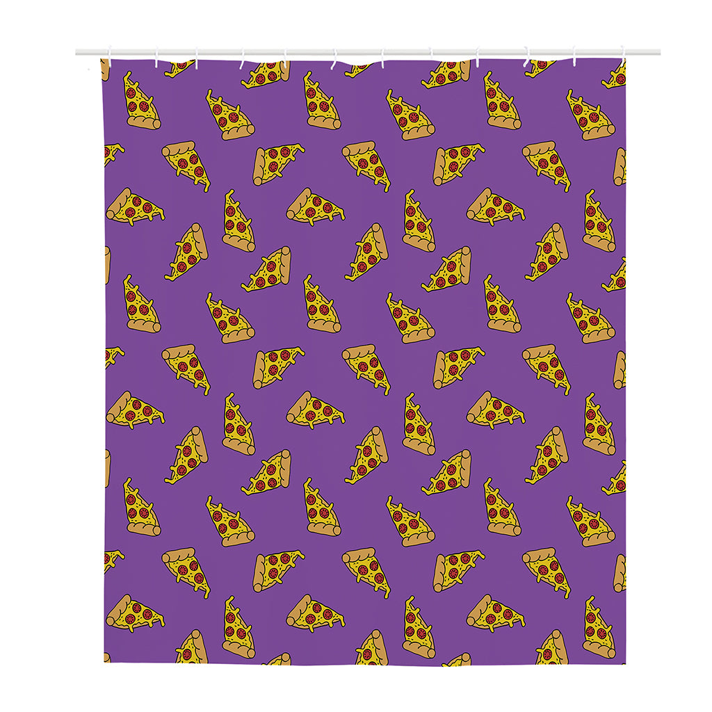 Purple Pizza Pattern Print Polyester Shower Curtain