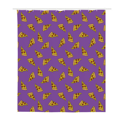 Purple Pizza Pattern Print Polyester Shower Curtain