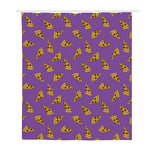 Purple Pizza Pattern Print Polyester Shower Curtain