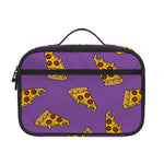 Purple Pizza Pattern Print Portable Lunch Bag