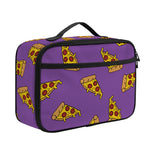 Purple Pizza Pattern Print Portable Lunch Bag