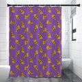 Purple Pizza Pattern Print Premium Shower Curtain