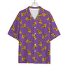 Purple Pizza Pattern Print Rayon Hawaiian Shirt