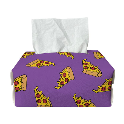 Purple Pizza Pattern Print Rectangle Tissue Box Cover