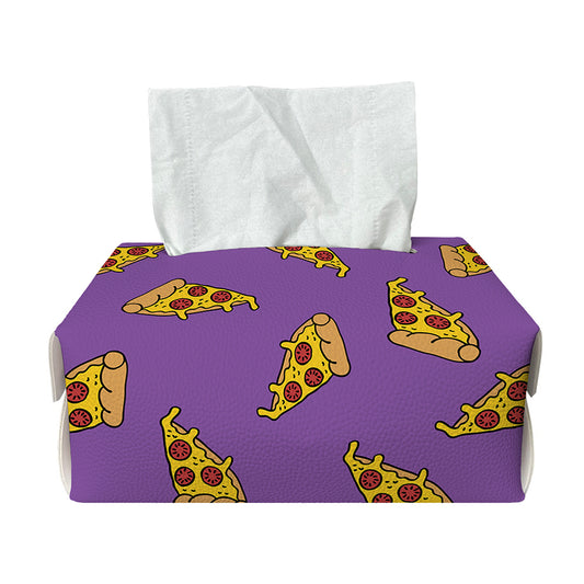 Purple Pizza Pattern Print Rectangle Tissue Box Cover