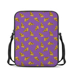 Purple Pizza Pattern Print Rectangular Crossbody Bag