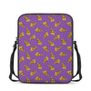 Purple Pizza Pattern Print Rectangular Crossbody Bag