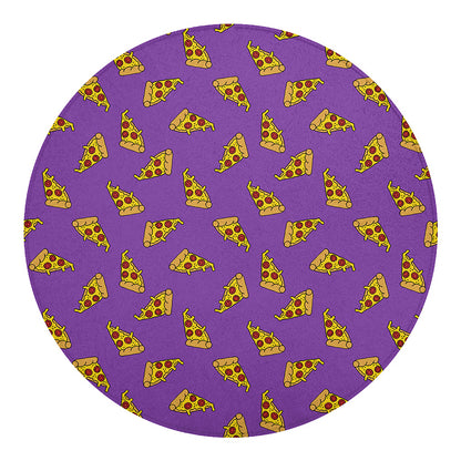 Purple Pizza Pattern Print Round Blanket