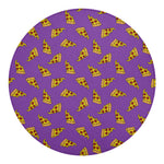 Purple Pizza Pattern Print Round Blanket