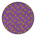 Purple Pizza Pattern Print Round Floor Mat
