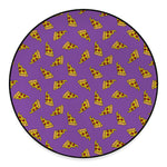Purple Pizza Pattern Print Round Floor Mat