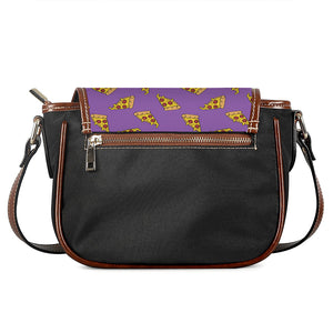 Purple Pizza Pattern Print Saddle Bag