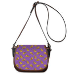 Purple Pizza Pattern Print Saddle Bag