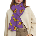 Purple Pizza Pattern Print Scarf