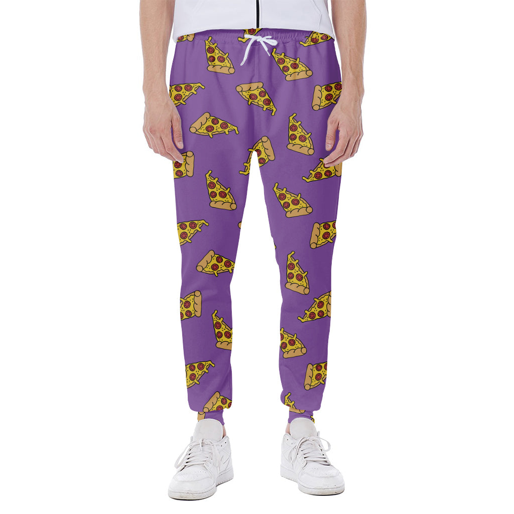 Purple Pizza Pattern Print Scuba Joggers