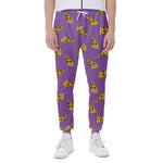 Purple Pizza Pattern Print Scuba Joggers