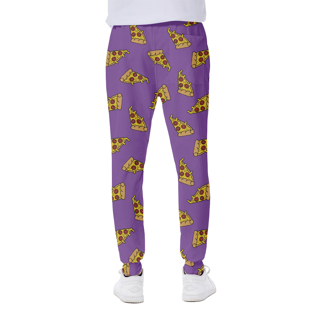 Purple Pizza Pattern Print Scuba Joggers