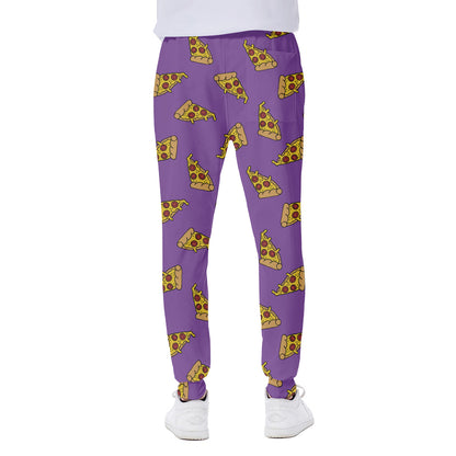 Purple Pizza Pattern Print Scuba Joggers