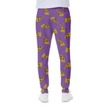 Purple Pizza Pattern Print Scuba Joggers
