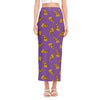 Purple Pizza Pattern Print Side Slit Maxi Skirt