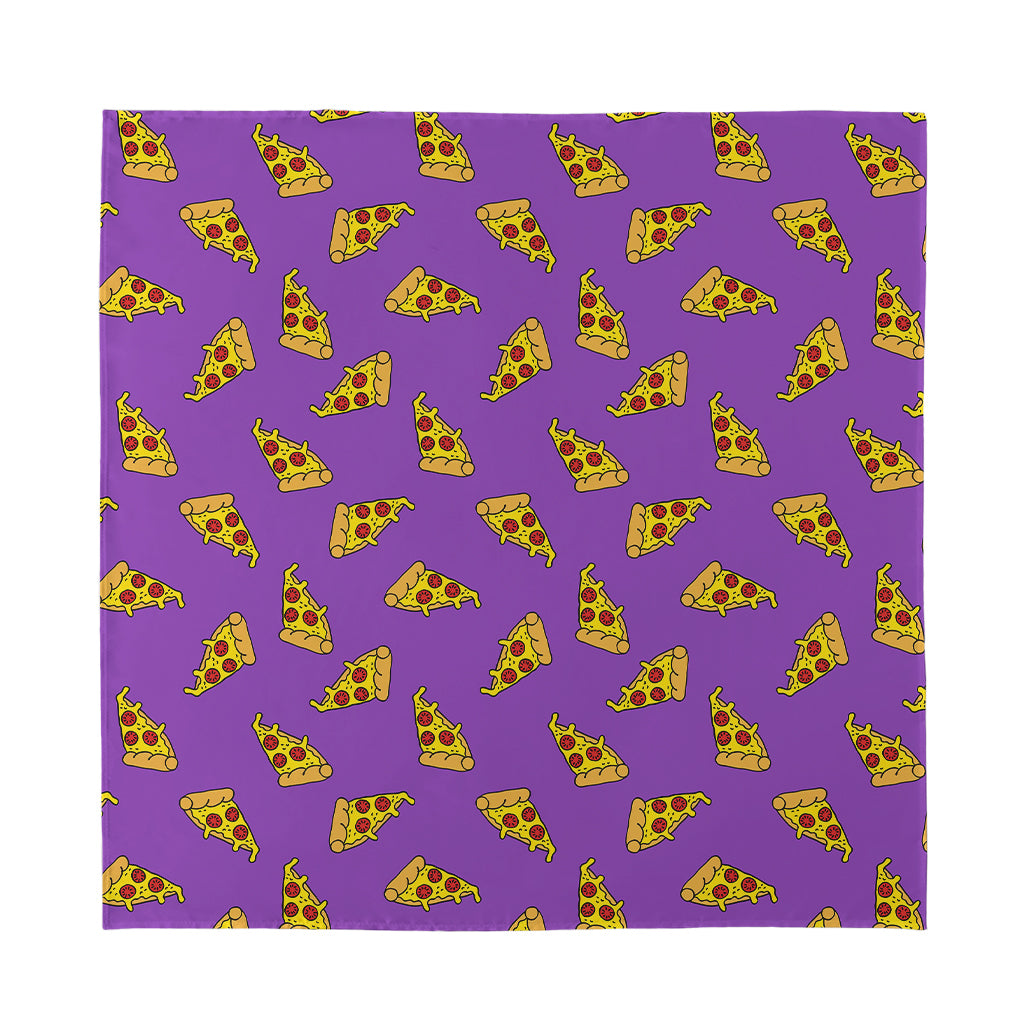 Purple Pizza Pattern Print Silk Bandana