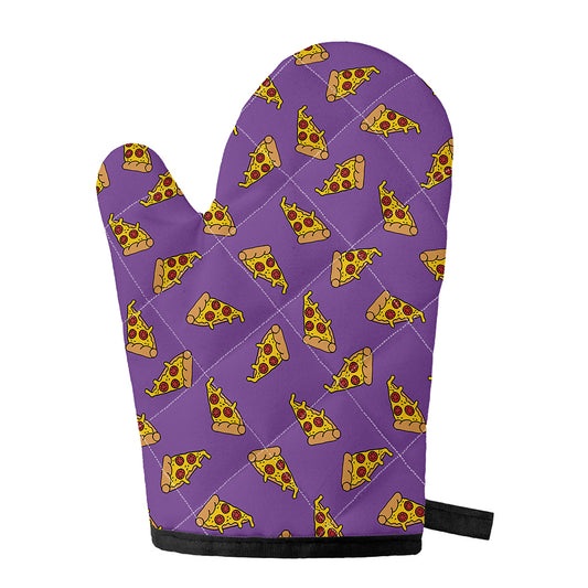 Purple Pizza Pattern Print Single Oven Mitt