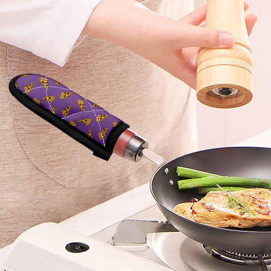 Purple Pizza Pattern Print Skillet Handle Cover