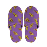 Purple Pizza Pattern Print Slippers