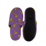 Purple Pizza Pattern Print Slippers