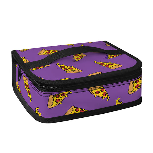 Purple Pizza Pattern Print Small Lunch Bag