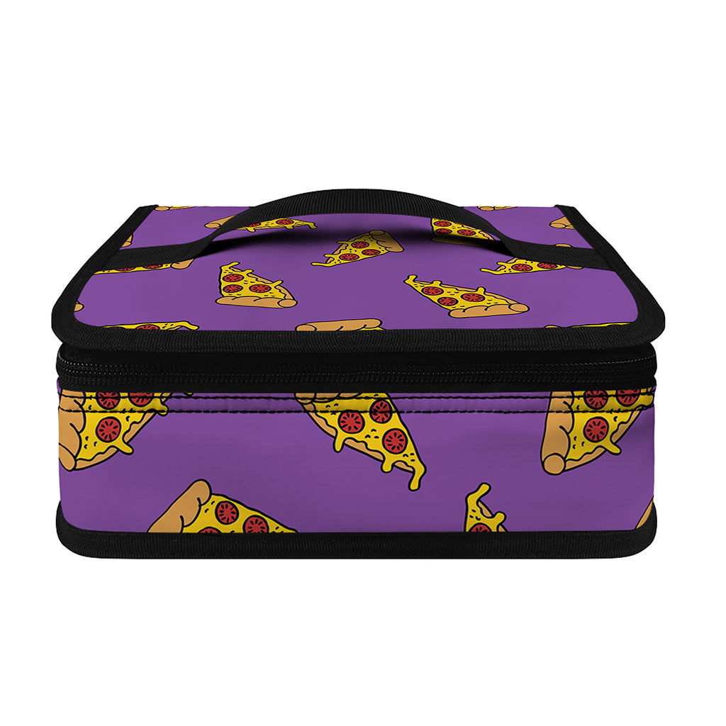 Purple Pizza Pattern Print Small Lunch Bag