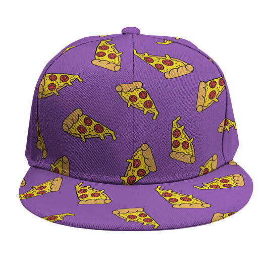 Purple Pizza Pattern Print Snapback Cap