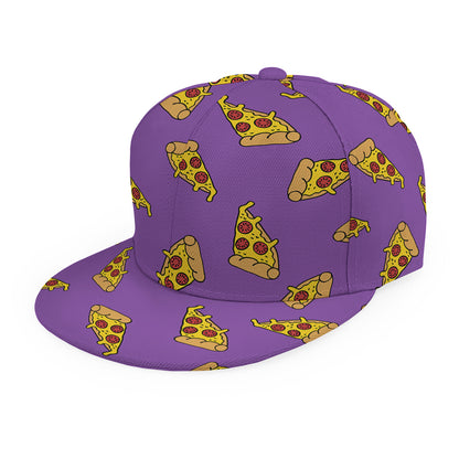 Purple Pizza Pattern Print Snapback Cap