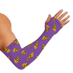 Purple Pizza Pattern Print Sun Protection Arm Sleeves