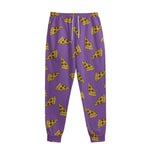 Purple Pizza Pattern Print Sweatpants