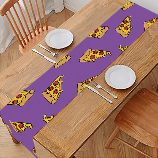 Purple Pizza Pattern Print Table Runner