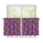 Purple Pizza Pattern Print Tier Curtains