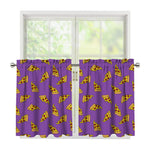 Purple Pizza Pattern Print Tier Curtains