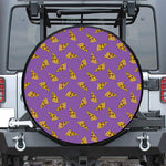Purple Pizza Pattern Print Tire Cover