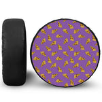Purple Pizza Pattern Print Tire Cover