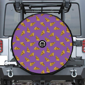 Purple Pizza Pattern Print Tire Cover With Camera Hole