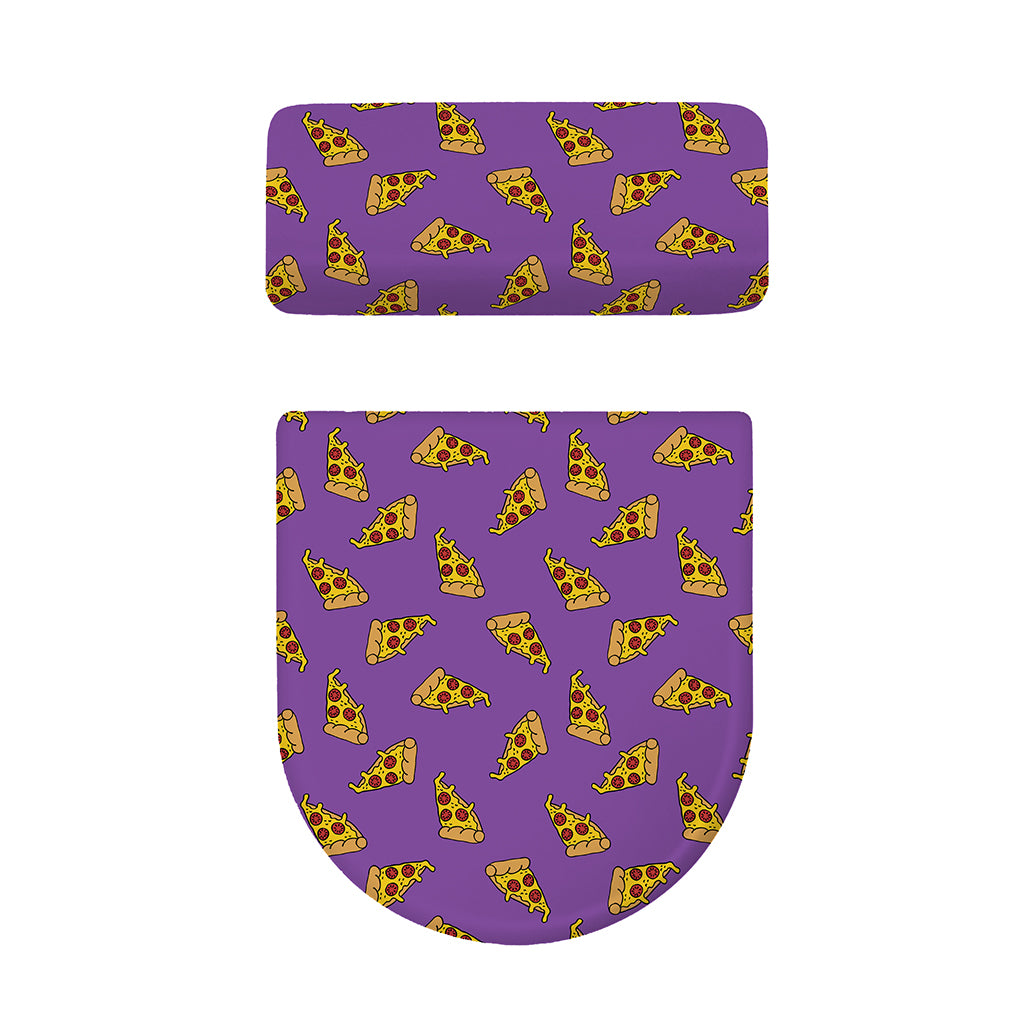 Purple Pizza Pattern Print Toilet Lid And Tank Cover Set