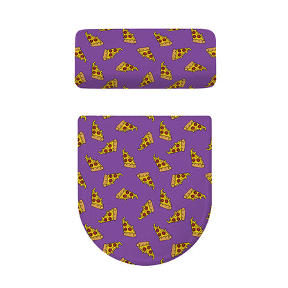 Purple Pizza Pattern Print Toilet Lid And Tank Cover Set