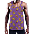 Purple Pizza Pattern Print Men's Workout Tank Top