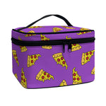 Purple Pizza Pattern Print Travel Makeup Bag