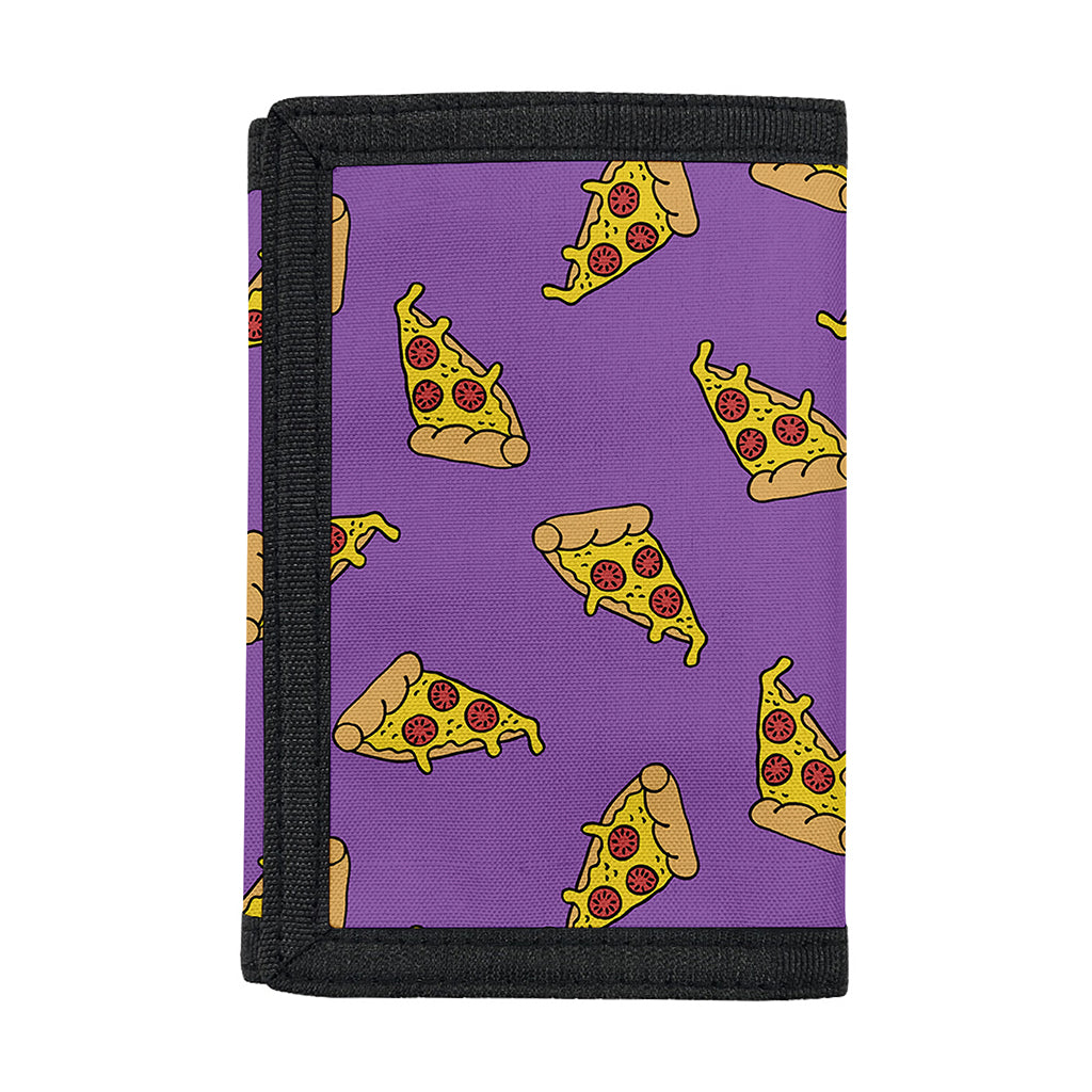 Purple Pizza Pattern Print Trifold Wallet