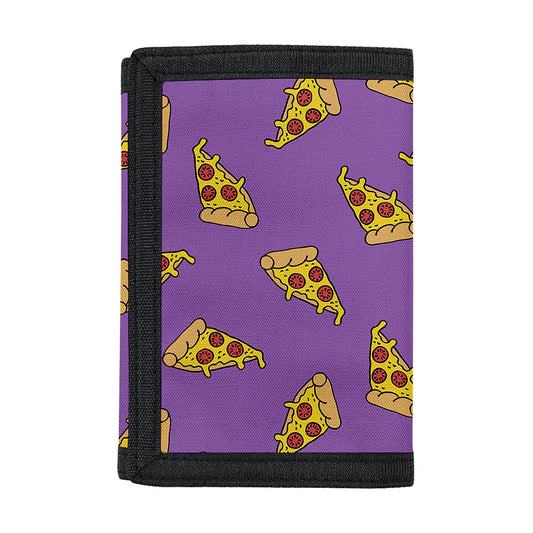 Purple Pizza Pattern Print Trifold Wallet