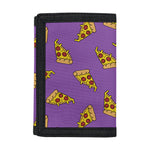 Purple Pizza Pattern Print Trifold Wallet