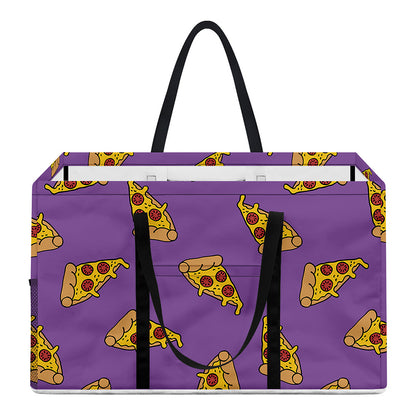 Purple Pizza Pattern Print Utility Tote Bag